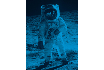 An image of an astronaut on the Moon