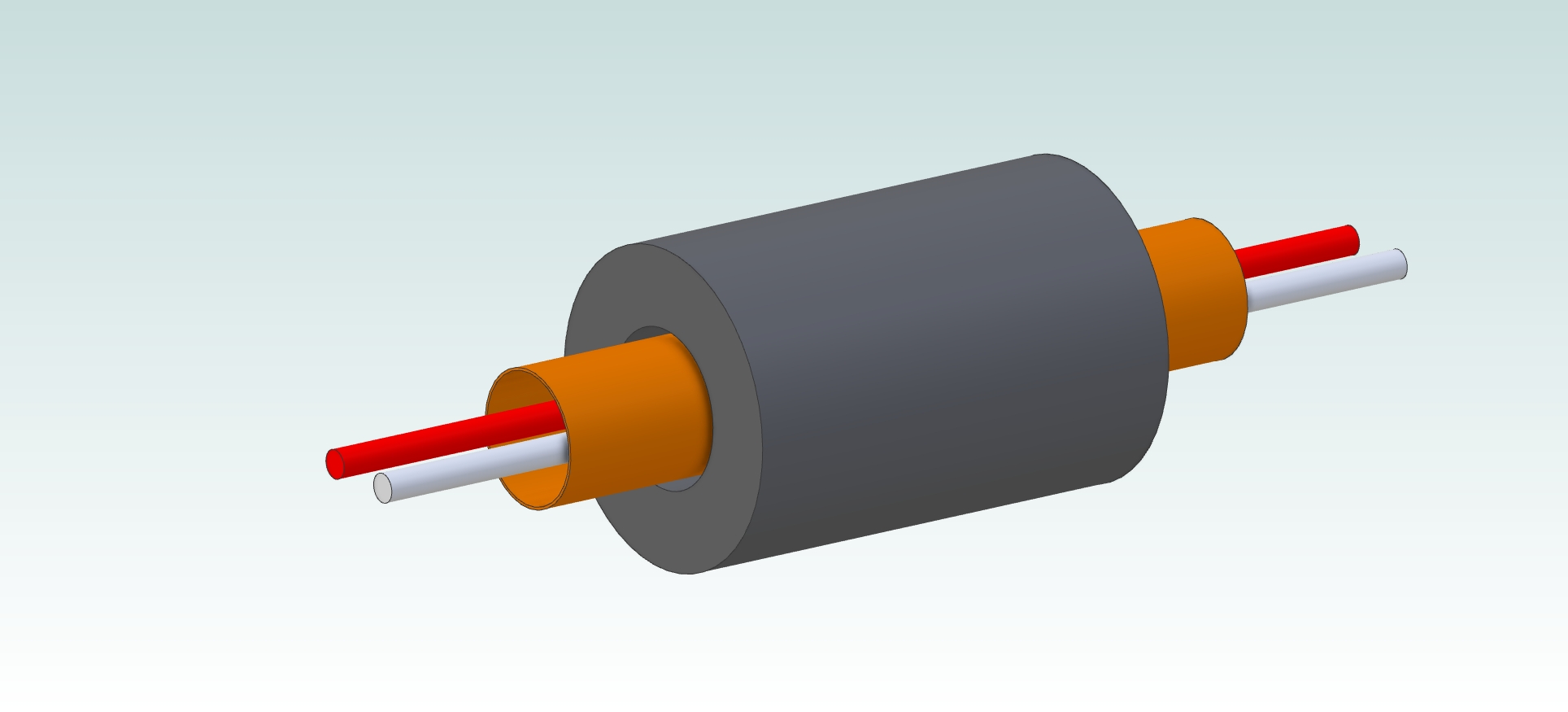 A ferrite core around a shield which contain 2 wires